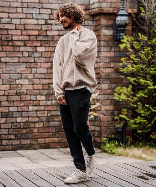 CAMBIO（カンビオ）の「mlt5710-Brushed Waffle Rib Long Sleeve Tee ワッフルカットソー(A71426cmb)（Tシャツ/カットソー・メンズ・ブラック/チャコール/キナリ・L/M/S）」の16枚目の写真