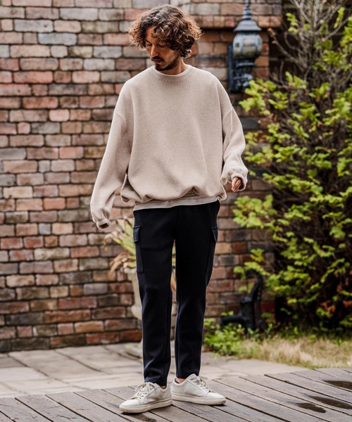 CAMBIO（カンビオ）の「mlt5710-Brushed Waffle Rib Long Sleeve Tee ワッフルカットソー(A71426cmb)（Tシャツ/カットソー・メンズ・ブラック/チャコール/キナリ・L/M/S）」の18枚目の写真
