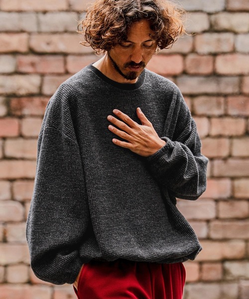 CAMBIO（カンビオ）の「mlt5710-Brushed Waffle Rib Long Sleeve Tee ワッフルカットソー(A71426cmb)（Tシャツ/カットソー・メンズ・ブラック/チャコール/キナリ・L/M/S）」の19枚目の写真