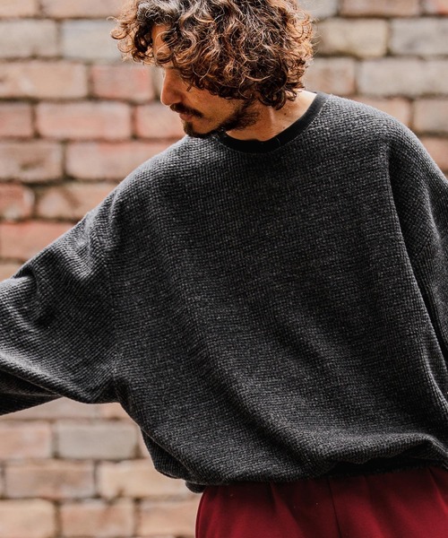 CAMBIO（カンビオ）の「mlt5710-Brushed Waffle Rib Long Sleeve Tee ワッフルカットソー(A71426cmb)（Tシャツ/カットソー・メンズ・ブラック/チャコール/キナリ・L/M/S）」の20枚目の写真