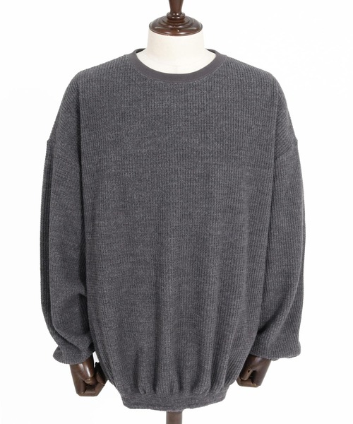 CAMBIO（カンビオ）の「mlt5710-Brushed Waffle Rib Long Sleeve Tee ワッフルカットソー(A71426cmb)（Tシャツ/カットソー・メンズ・ブラック/チャコール/キナリ・L/M/S）」の7枚目の写真