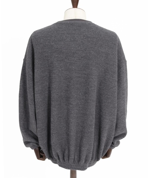 CAMBIO（カンビオ）の「mlt5710-Brushed Waffle Rib Long Sleeve Tee ワッフルカットソー(A71426cmb)（Tシャツ/カットソー・メンズ・ブラック/チャコール/キナリ・L/M/S）」の8枚目の写真