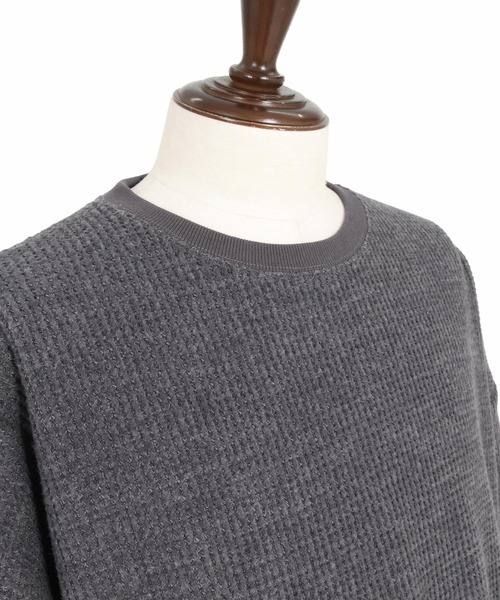 CAMBIO（カンビオ）の「mlt5710-Brushed Waffle Rib Long Sleeve Tee ワッフルカットソー(A71426cmb)（Tシャツ/カットソー・メンズ・ブラック/チャコール/キナリ・L/M/S）」の9枚目の写真