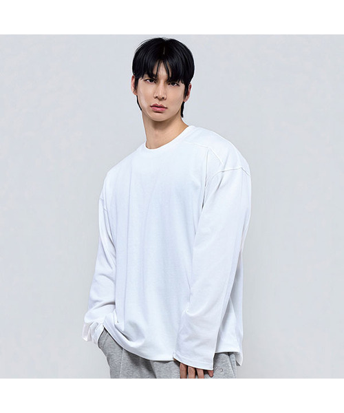 PHYSICAL GARMENTS（フィジカルガーメンツ）の「P2613 ヘビーカットオーバーサイズ長袖Tシャツ [3COLOR]（Tシャツ/カットソー・メンズ・ホワイト/ブラック/チャコール・MEDIUM/LARGE/X-LARGE/XX-LARGE）」の2枚目の写真