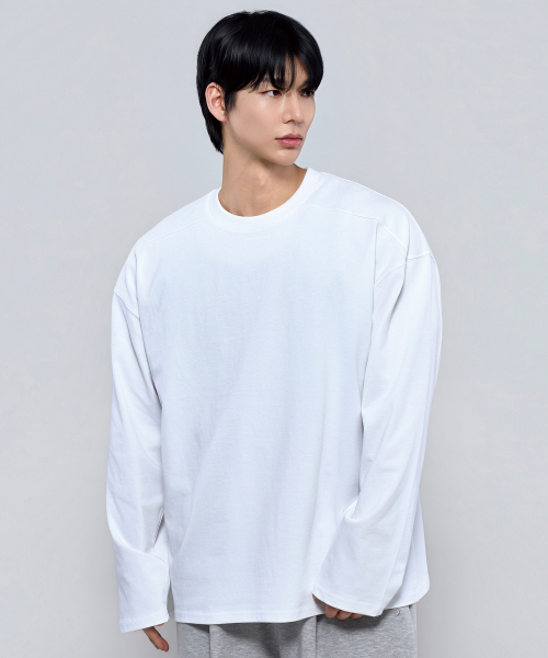 PHYSICAL GARMENTS（フィジカルガーメンツ）の「P2613 ヘビーカットオーバーサイズ長袖Tシャツ [3COLOR]（Tシャツ/カットソー・メンズ・ホワイト/ブラック/チャコール・MEDIUM/LARGE/X-LARGE/XX-LARGE）」の5枚目の写真
