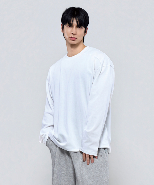 PHYSICAL GARMENTS（フィジカルガーメンツ）の「P2613 ヘビーカットオーバーサイズ長袖Tシャツ [3COLOR]（Tシャツ/カットソー・メンズ・ホワイト/ブラック/チャコール・MEDIUM/LARGE/X-LARGE/XX-LARGE）」の9枚目の写真