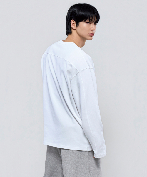 PHYSICAL GARMENTS（フィジカルガーメンツ）の「P2613 ヘビーカットオーバーサイズ長袖Tシャツ [3COLOR]（Tシャツ/カットソー・メンズ・ホワイト/ブラック/チャコール・MEDIUM/LARGE/X-LARGE/XX-LARGE）」の10枚目の写真