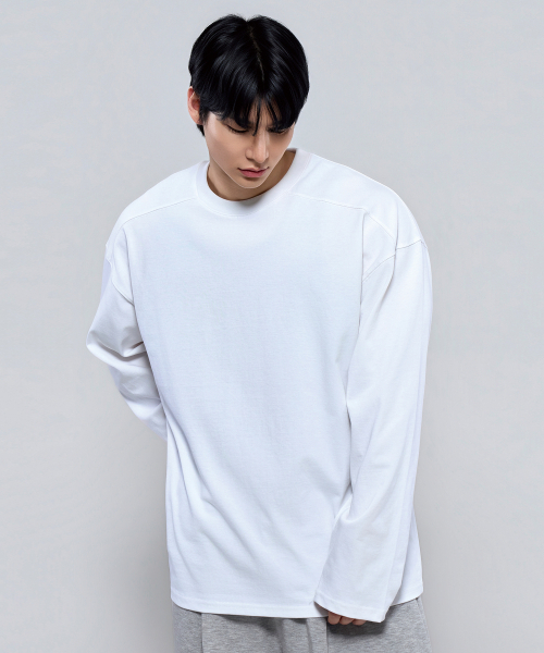 PHYSICAL GARMENTS（フィジカルガーメンツ）の「P2613 ヘビーカットオーバーサイズ長袖Tシャツ [3COLOR]（Tシャツ/カットソー・メンズ・ホワイト/ブラック/チャコール・MEDIUM/LARGE/X-LARGE/XX-LARGE）」の12枚目の写真