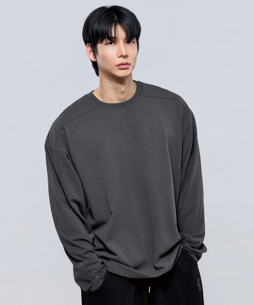 PHYSICAL GARMENTS（フィジカルガーメンツ）の「P2613 ヘビーカットオーバーサイズ長袖Tシャツ [3COLOR]（Tシャツ/カットソー・メンズ・ホワイト/ブラック/チャコール・MEDIUM/LARGE/X-LARGE/XX-LARGE）」の16枚目の写真