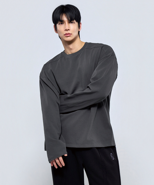 PHYSICAL GARMENTS（フィジカルガーメンツ）の「P2613 ヘビーカットオーバーサイズ長袖Tシャツ [3COLOR]（Tシャツ/カットソー・メンズ・ホワイト/ブラック/チャコール・MEDIUM/LARGE/X-LARGE/XX-LARGE）」の20枚目の写真