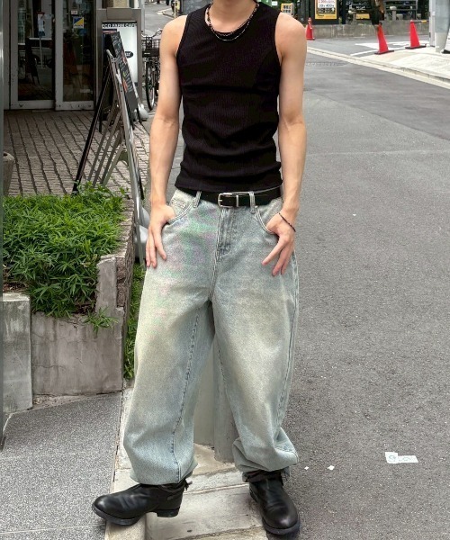Never mind the XU / Chikashitsu+（ネバーマインド ザ エックスユー / チカシツプラス）の「【nmtc+】tight tank top (3color) / 【エヌエムティーシープラス】タイトタンクトップ（タンクトップ・メンズ・アイボリー/グレー/ブラック・ONE SIZE）」の6枚目の写真