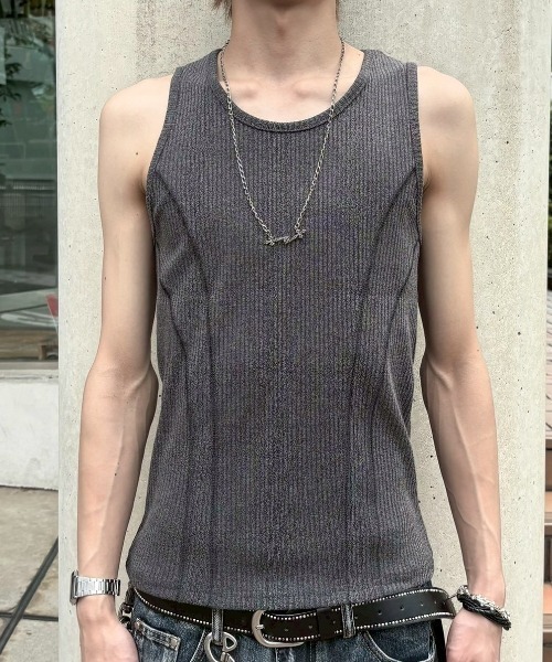 Never mind the XU / Chikashitsu+（ネバーマインド ザ エックスユー / チカシツプラス）の「【nmtc+】tight tank top (3color) / 【エヌエムティーシープラス】タイトタンクトップ（タンクトップ・メンズ・アイボリー/グレー/ブラック・ONE SIZE）」の21枚目の写真