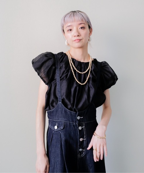DOLLUPOOPS(ドールアップウップス)の「Flare Denim Salopette(フレアデニムサロペット)(サロペット/オーバーオール・レディース・ネイビー・MEDIUM)」の4枚目の写真