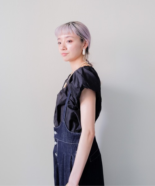 DOLLUPOOPS(ドールアップウップス)の「Flare Denim Salopette(フレアデニムサロペット)(サロペット/オーバーオール・レディース・ネイビー・MEDIUM)」の5枚目の写真