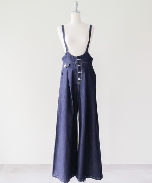 DOLLUPOOPS(ドールアップウップス)の「Flare Denim Salopette(フレアデニムサロペット)(サロペット/オーバーオール・レディース・ネイビー・MEDIUM)」の11枚目の写真