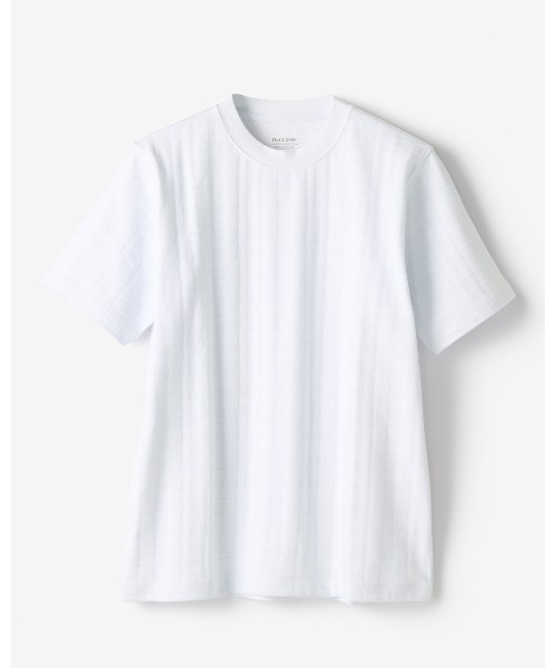 DoCLASSE（ ドゥクラッセ）の「ジャガード編みサラッとT（Tシャツ/カットソー・メンズ・ホワイト/グレイッシュベージュ/ダークブルー・M/S/L/3L/LL）」の2枚目の写真