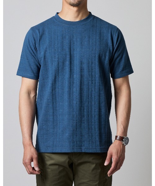 DoCLASSE（ ドゥクラッセ）の「ジャガード編みサラッとT（Tシャツ/カットソー・メンズ・ホワイト/グレイッシュベージュ/ダークブルー・M/S/L/3L/LL）」の9枚目の写真