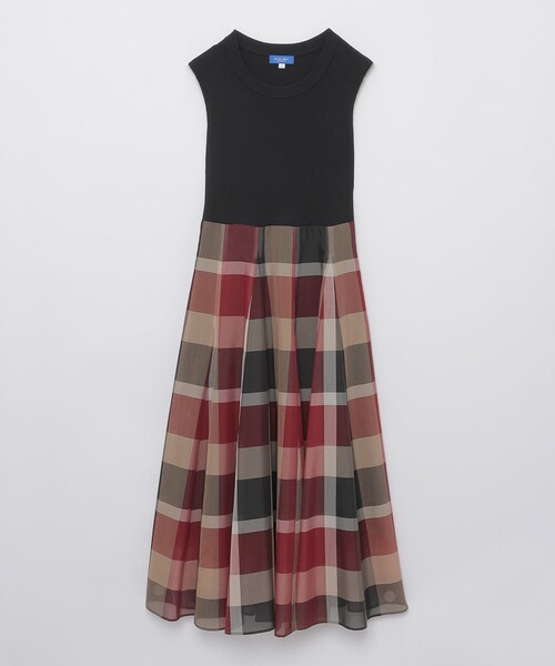 BLUE LABEL CRESTBRIDGE（ブルーレーベルクレストブリッジ）の「クレストブリッジチェックシアーボイルニットコンビドレス（ワンピース・レディース・パープル系その他4/レッド・38/40/36）」の7枚目の写真