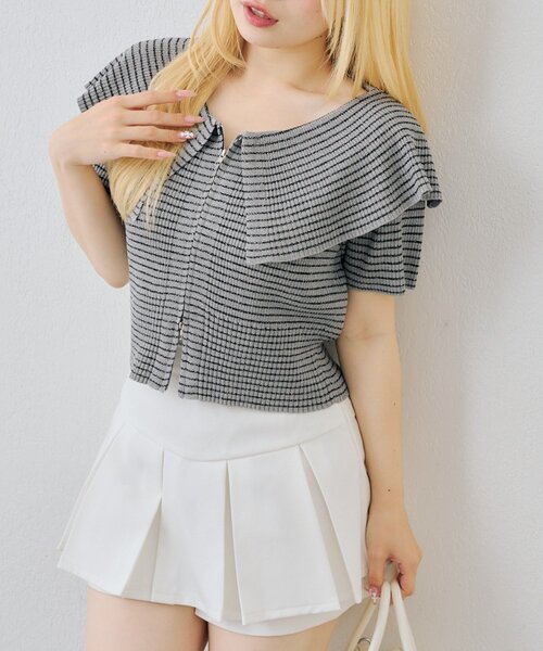 continuer de NICE CLAUP(コンティニューデナイスクラップ)の「BIG衿ラメZIPCD(Tシャツ/カットソー・レディース・アイボリー/イエロー/ブラック/その他12・FREE)」の4枚目の写真