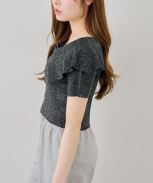 continuer de NICE CLAUP(コンティニューデナイスクラップ)の「BIG衿ラメZIPCD(Tシャツ/カットソー・レディース・アイボリー/イエロー/ブラック/その他12・FREE)」の14枚目の写真