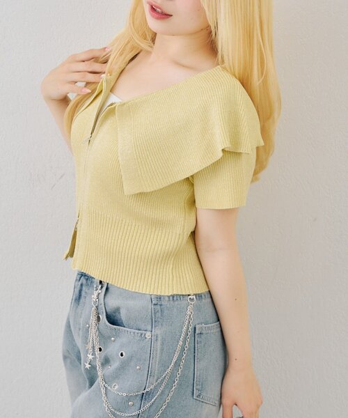 continuer de NICE CLAUP(コンティニューデナイスクラップ)の「BIG衿ラメZIPCD(Tシャツ/カットソー・レディース・アイボリー/イエロー/ブラック/その他12・FREE)」の19枚目の写真