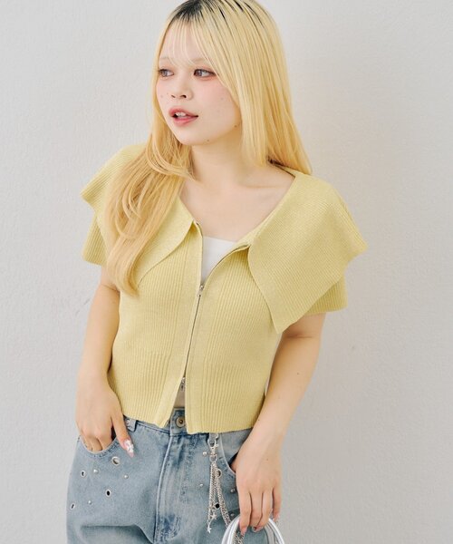 continuer de NICE CLAUP(コンティニューデナイスクラップ)の「BIG衿ラメZIPCD(Tシャツ/カットソー・レディース・アイボリー/イエロー/ブラック/その他12・FREE)」の20枚目の写真