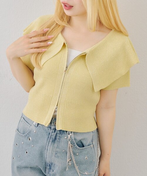 continuer de NICE CLAUP(コンティニューデナイスクラップ)の「BIG衿ラメZIPCD(Tシャツ/カットソー・レディース・アイボリー/イエロー/ブラック/その他12・FREE)」の21枚目の写真