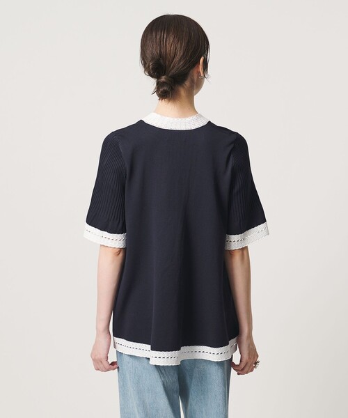 UNITED ARROWS(ユナイテッドアローズ)の「Vネック ニット ショートスリーブ チュニック(ニット/セーター・レディース・ネイビー/オフホワイト/ダークグレー・FREE)」の14枚目の写真