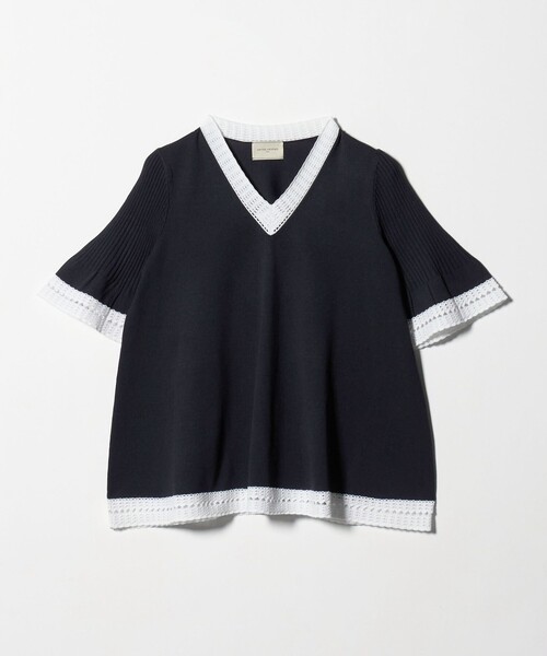 UNITED ARROWS(ユナイテッドアローズ)の「Vネック ニット ショートスリーブ チュニック(ニット/セーター・レディース・ネイビー/オフホワイト/ダークグレー・FREE)」の21枚目の写真