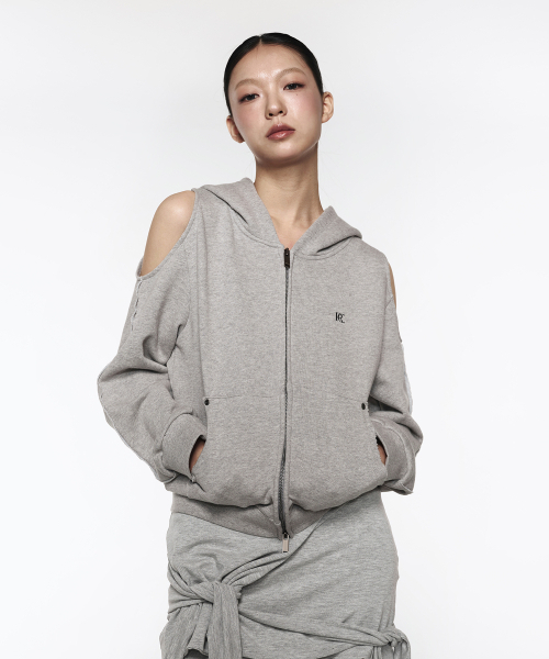 ROCKCAKE(ロックケーキ)の「Offset Cutout Zip Up Hoodie - Gray(パーカー・レディース・その他・SMALL)」の1枚目の写真
