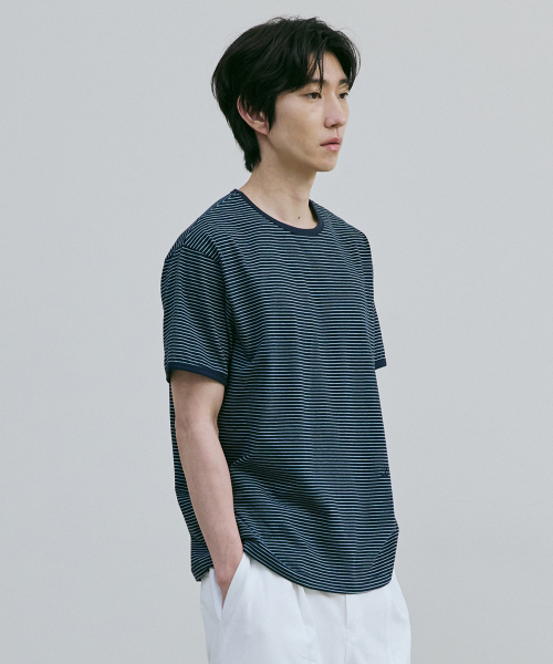 BER DE NOIR(ベールドノワール)の「パインストライプリンガーティー(ネイビー)(Tシャツ/カットソー・メンズ・その他・SMALL/MEDIUM/LARGE)」の2枚目の写真