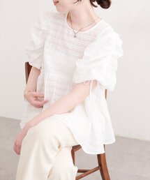 ドロストスリーブペプラムブラウス