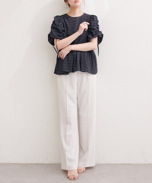 natural couture(ナチュラルクチュール)の「ドロストスリーブペプラムブラウス(シャツ/ブラウス・レディース・イエロー/オフホワイト/ピンク/チャコールグレー/その他1・FREE)」の20枚目の写真