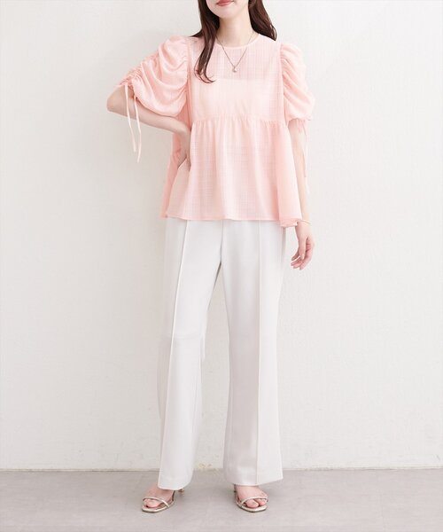 natural couture(ナチュラルクチュール)の「ドロストスリーブペプラムブラウス(シャツ/ブラウス・レディース・イエロー/オフホワイト/ピンク/チャコールグレー/その他1・FREE)」の10枚目の写真