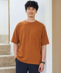 \ジャケットインにもおすすめ!/ハニカムジャカードクルーネックカットソー【接触冷感/遮熱洗濯機で洗える/イージーケア/毛玉になりにくい】