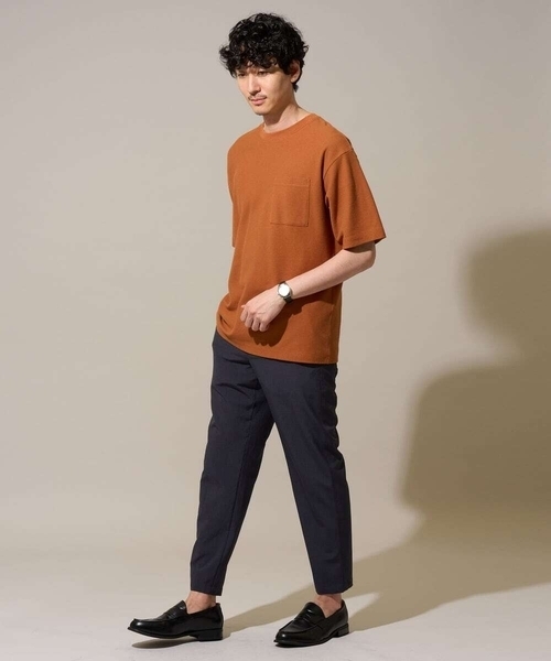 a.v.v(アーヴェヴェ)の「\ジャケットインにもおすすめ!/ハニカムジャカードクルーネックカットソー【接触冷感/遮熱洗濯機で洗える/イージーケア/毛玉になりにくい】(Tシャツ/カットソー・メンズ・ライトグレー/ブルー/オレンジ・50/48/46)」の12枚目の写真