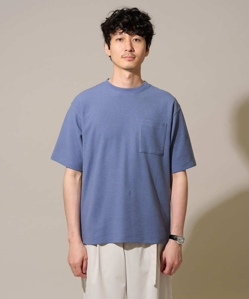 a.v.v(アーヴェヴェ)の「\ジャケットインにもおすすめ!/ハニカムジャカードクルーネックカットソー【接触冷感/遮熱洗濯機で洗える/イージーケア/毛玉になりにくい】(Tシャツ/カットソー・メンズ・ライトグレー/ブルー/オレンジ・50/48/46)」の16枚目の写真