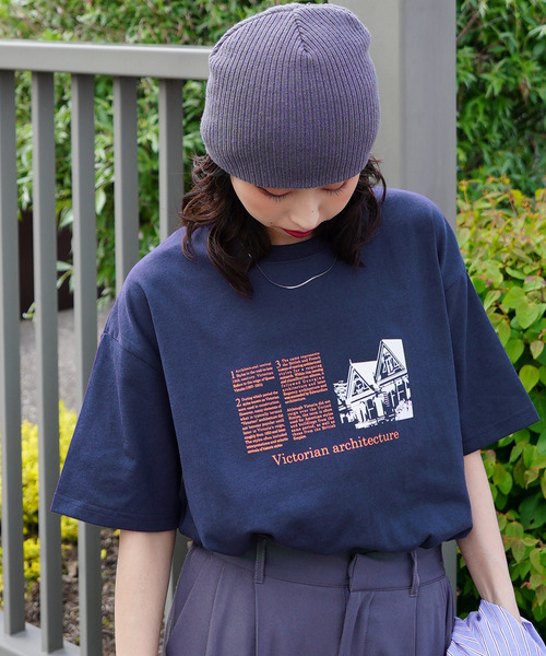 Chillfar(チルファー)の「Chillfar デザインモチーフボックスロゴTEEシャツ(Tシャツ/カットソー・レディース・ネイビー系1/ブルー/ピンク/レッド/レッド系/ピンク系・FREE)」の3枚目の写真