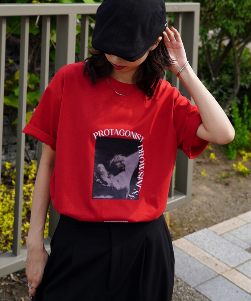 Chillfar(チルファー)の「Chillfar デザインモチーフボックスロゴTEEシャツ(Tシャツ/カットソー・レディース・ネイビー系1/ブルー/ピンク/レッド/レッド系/ピンク系・FREE)」の1枚目の写真