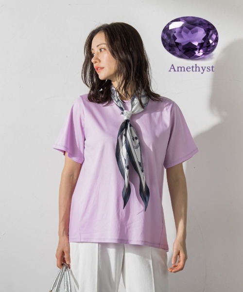 LAUTREAMONT(ロートレアモン)の「【WEB限定】≪気分で選べる!≫ジュエリーカラーカットソー(Tシャツ/カットソー・レディース・ネイビー/ピンク/イエロー/レッド/ブラック/パープル/ブルー/ホワイト/ベージュ/ブラウン/キャメル/グリーン・9号/11号)」の8枚目の写真