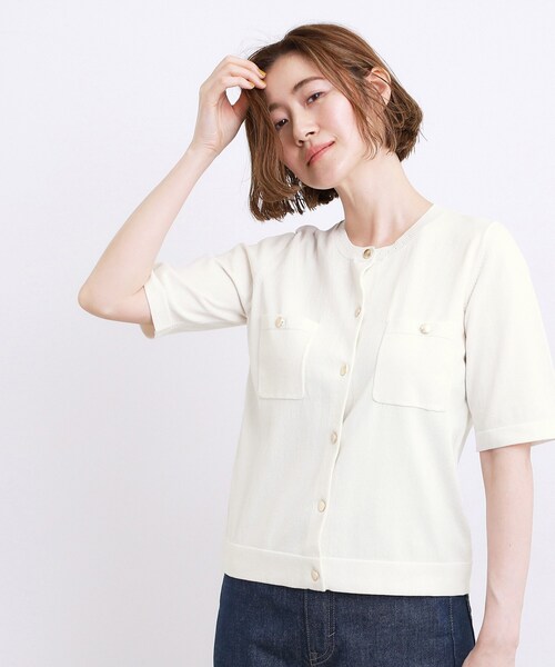 grove(グローブ)の「【ひんやり・UV・洗濯機◎】上品コットン混カーディガン(カーディガン/ボレロ・レディース・ブラック/オフホワイト/ブラウン系その他/パープル系4・02/03)」の8枚目の写真