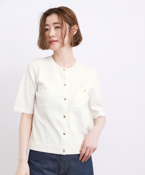 grove(グローブ)の「【ひんやり・UV・洗濯機◎】上品コットン混カーディガン(カーディガン/ボレロ・レディース・ブラック/オフホワイト/ブラウン系その他/パープル系4・02/03)」の7枚目の写真