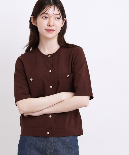 grove(グローブ)の「【ひんやり・UV・洗濯機◎】上品コットン混カーディガン(カーディガン/ボレロ・レディース・ブラック/オフホワイト/ブラウン系その他/パープル系4・02/03)」の18枚目の写真