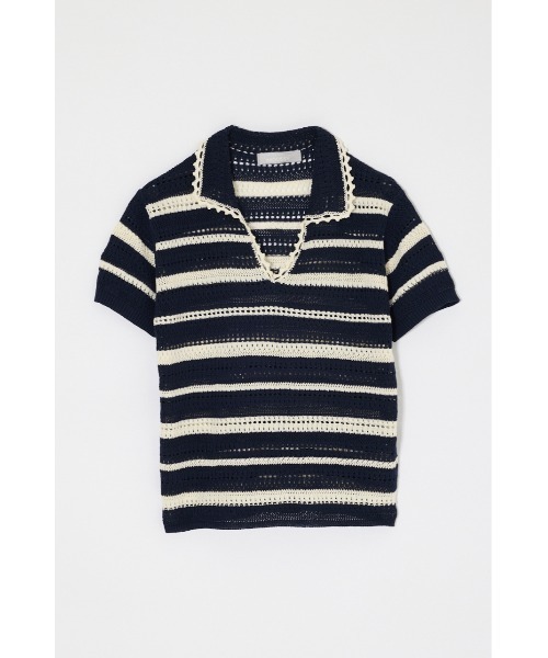 MOUSSY(マウジー)の「CROCHET LIKE POLO トップス(ポロシャツ・レディース・ブラック/ブルー系その他3・FREE)」の2枚目の写真