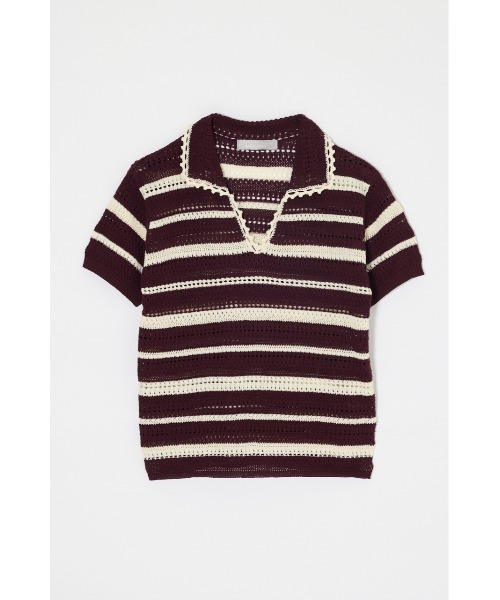 MOUSSY(マウジー)の「CROCHET LIKE POLO トップス(ポロシャツ・レディース・ブラック/ブルー系その他3・FREE)」の5枚目の写真