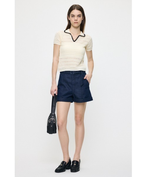 MOUSSY(マウジー)の「CROCHET LIKE POLO トップス(ポロシャツ・レディース・ブラック/ブルー系その他3・FREE)」の8枚目の写真