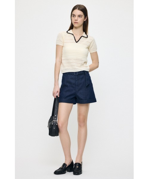 MOUSSY(マウジー)の「CROCHET LIKE POLO トップス(ポロシャツ・レディース・ブラック/ブルー系その他3・FREE)」の9枚目の写真