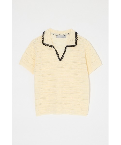 MOUSSY(マウジー)の「CROCHET LIKE POLO トップス(ポロシャツ・レディース・ブラック/ブルー系その他3・FREE)」の12枚目の写真