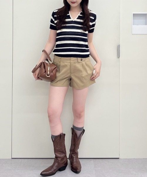 MOUSSY(マウジー)の「CROCHET LIKE POLO トップス(ポロシャツ・レディース・ブラック/ブルー系その他3・FREE)」の16枚目の写真
