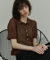 Plumel | Open-Knit Cropped Knit Cardigan / 透かし編みハーフニットカーディガン(カーディガン/ボレロ)